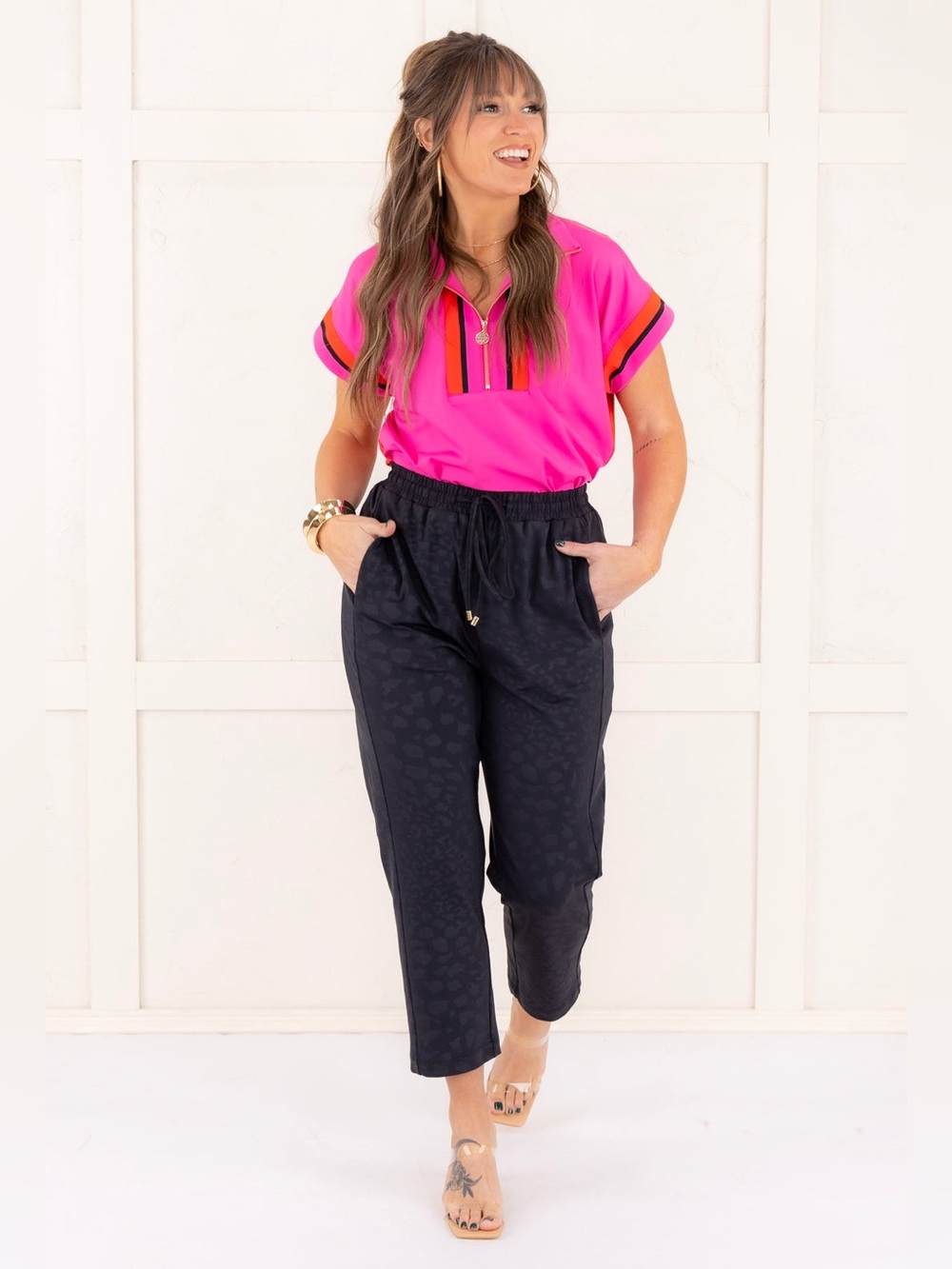 Emily McCarthy Cropped Black Drawstring Ankle Pants - Casual Comfort S